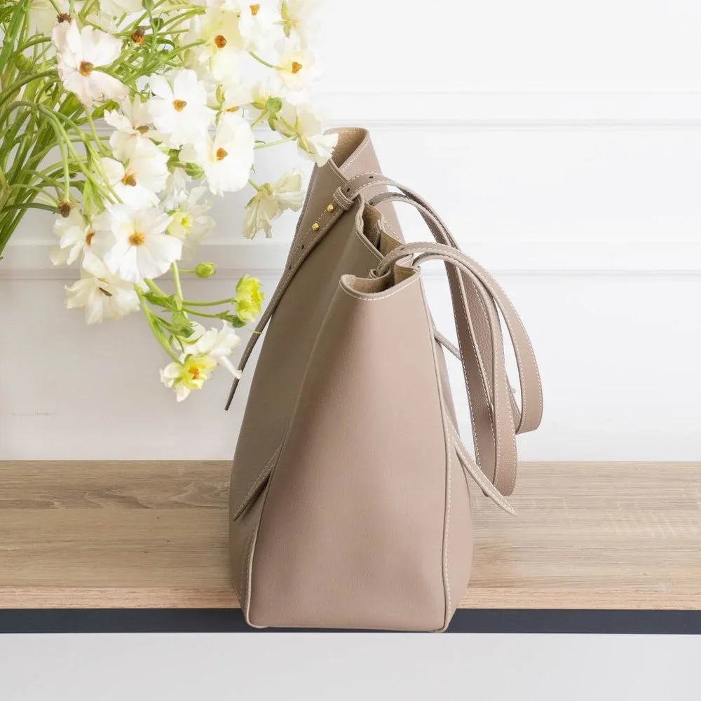 *New* Eliana Genuine Pebbled Leather Tote - Biscotti - Picture 5 of 11